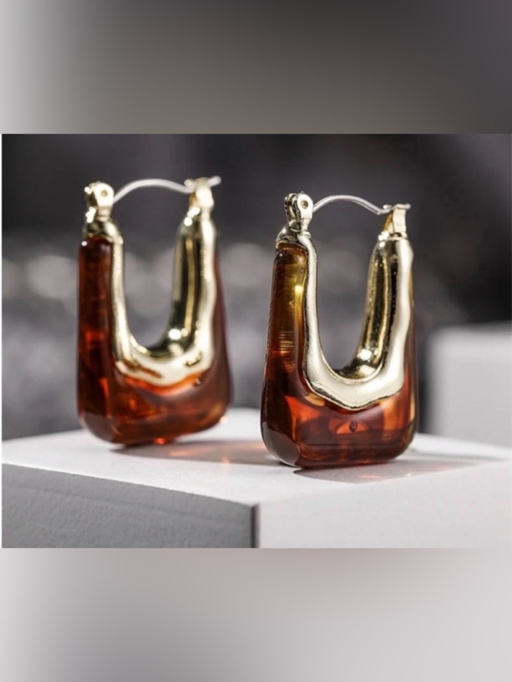 Vintage Geometric Resin Hoop Earring Acrylic U-Shaped hoop endless New In style